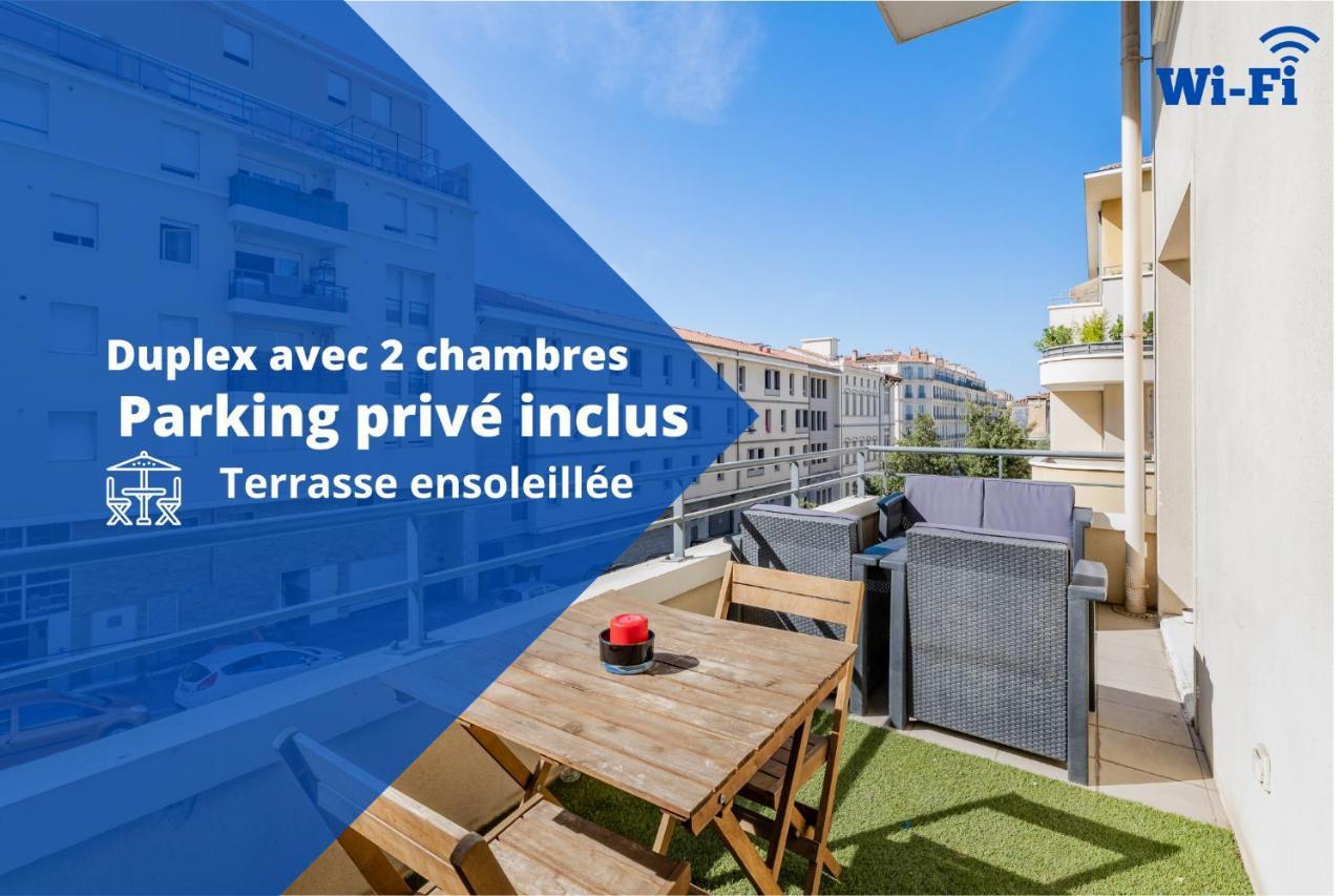 La Joliette; Duplex 2 Chambres, Parking Inclus+ Terrasse+ Ascenseur マルセイユ エクステリア 写真